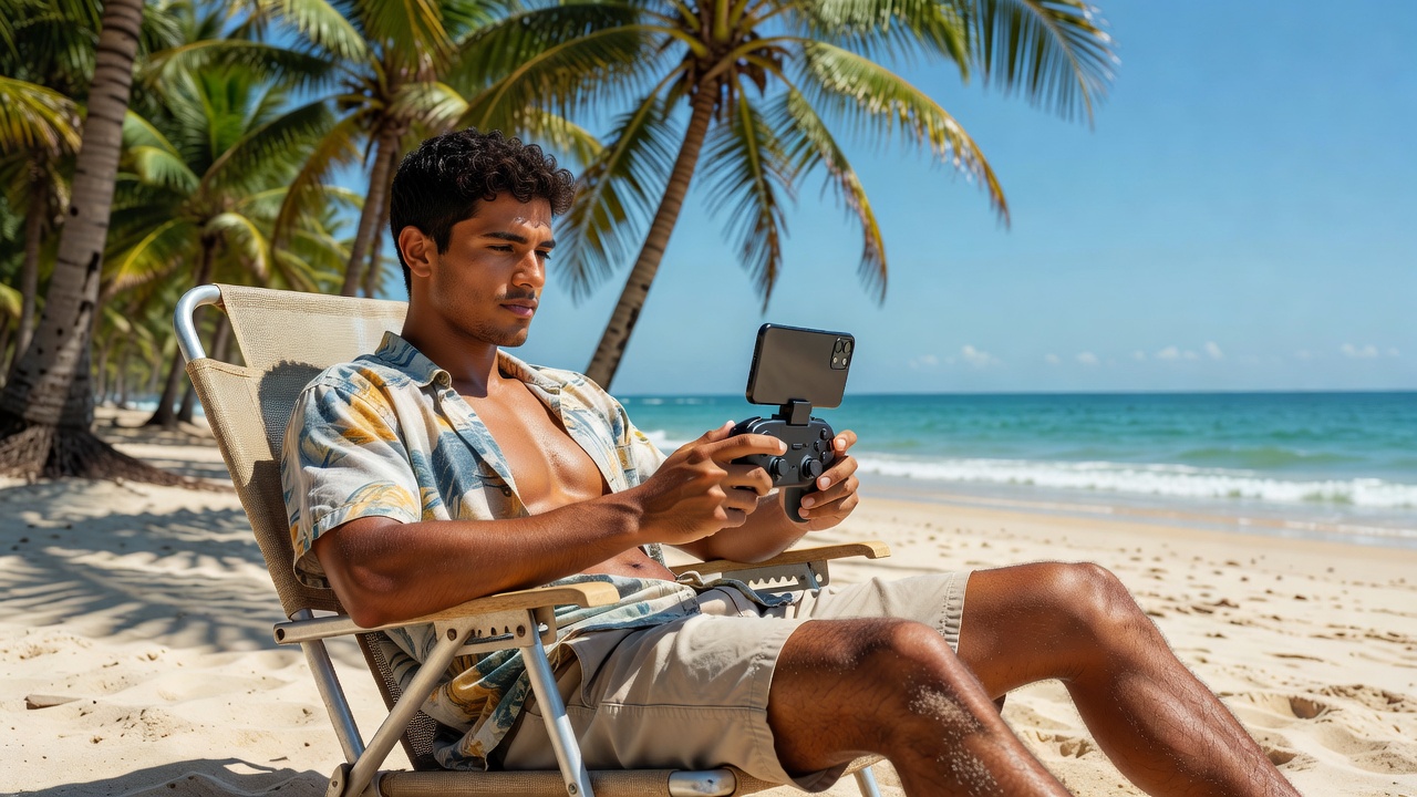 Gaming from a beach chair